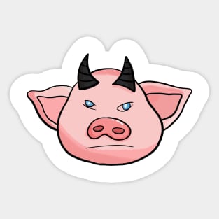 Horned Pink Pig Sticker